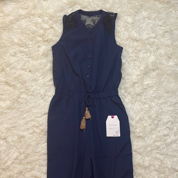 🦋NWT • KIDS JAPNA JUMPER • NAVY BLUE WITH FLOWERED DETAILED MESH • SIZE 12🦋 - Picture 1 of 5